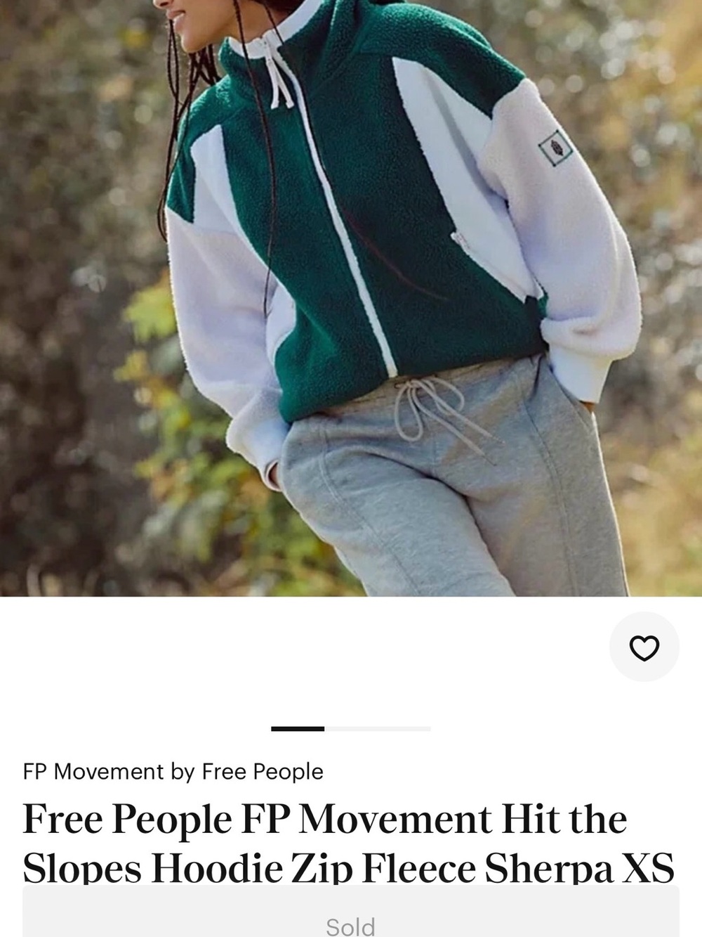Free People Cozy Two-Tone Sherpa Hoodie Jacket - Green & White
